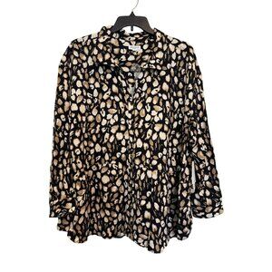 Westbound Button-Up Shirt Women 3X Black Animal Print TENCEL